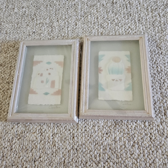 Vintage Figi Graphics hand cast paper set of 2 southwestern theme framed artwork - Picture 2 of 12